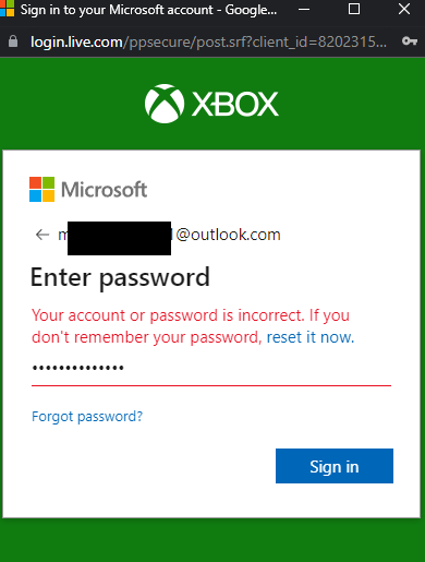 اشتباه بودن ایمیل یا رمز عبور اکانت